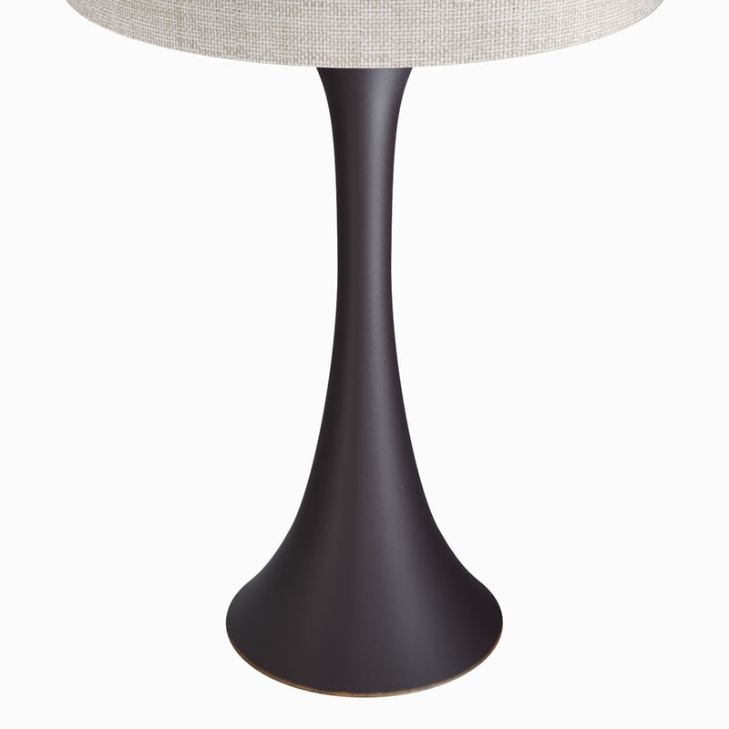 Lenuxe 24" Contemporary Metal Table Lamp Set in Oil Rubbed Bronze with Natural Linen Shade
