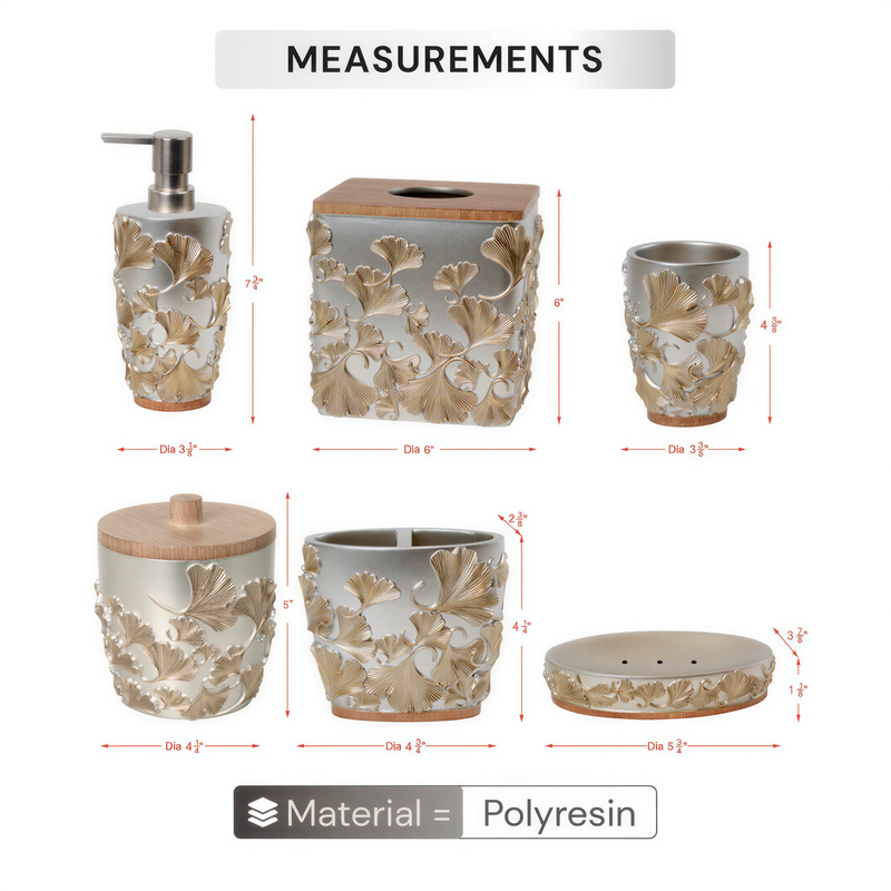 Bathroom Accessory Set – Valencia Collection 6-Piece Modern Polyresin Bath Decor