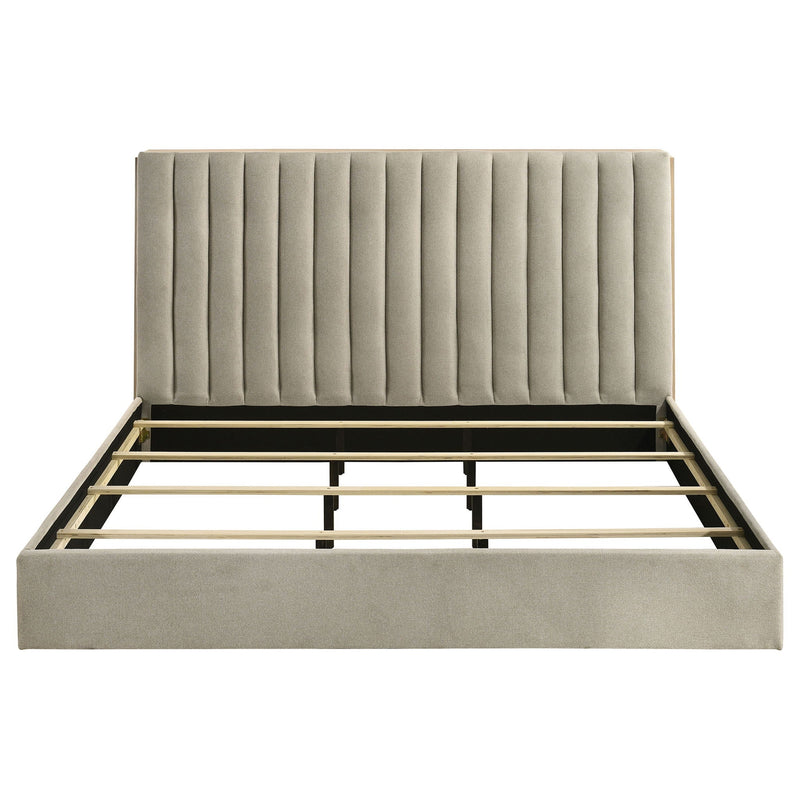 Arielle Eastern King Bookcase Panel Storage Bed Light Oak