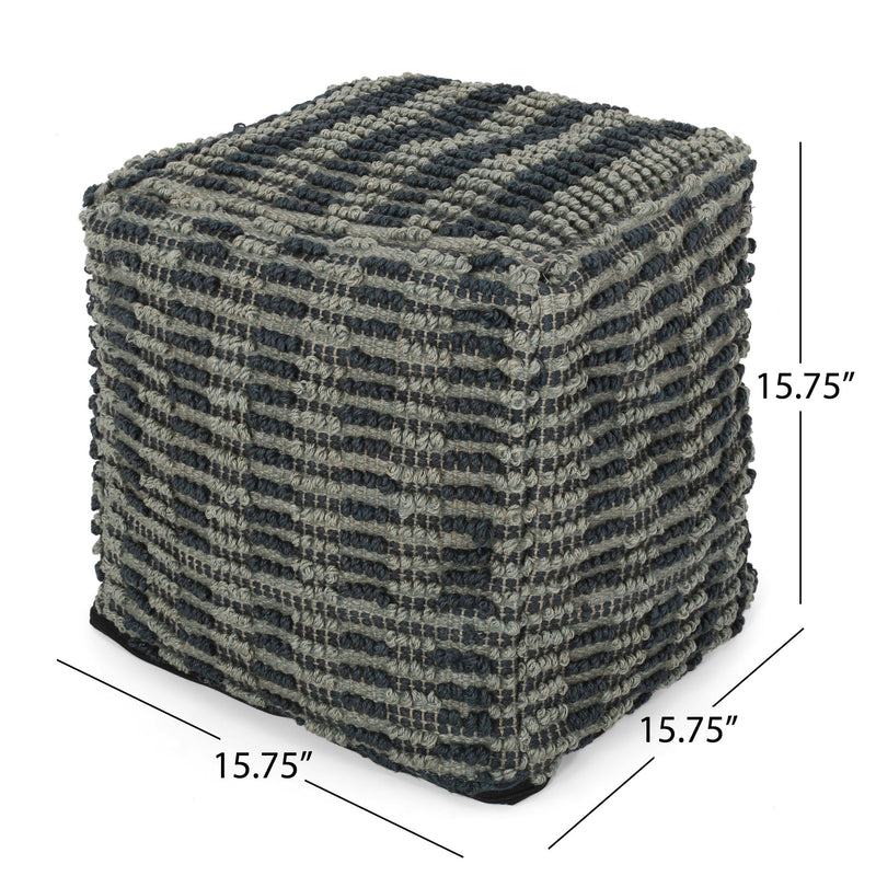 Walle - Fabric Square Pouf Ottoman And Floor Cushion Teal - Blue