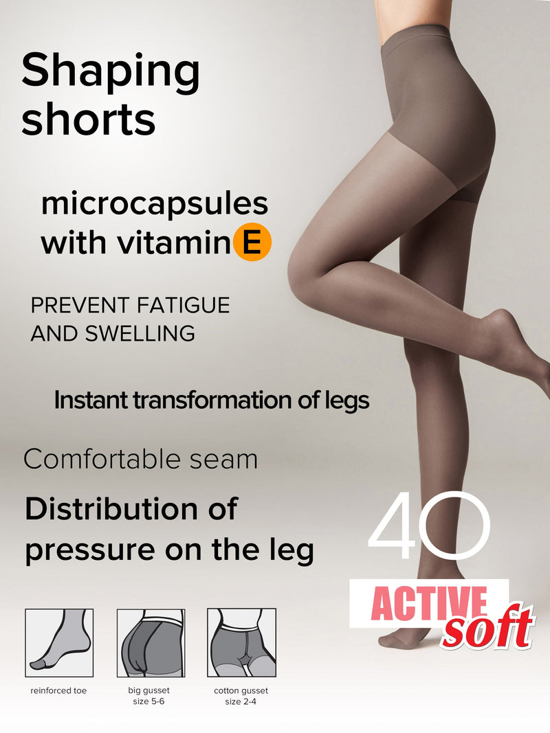 Tights Conte Active Soft 40 Den - Shaping Support with Vitamin E