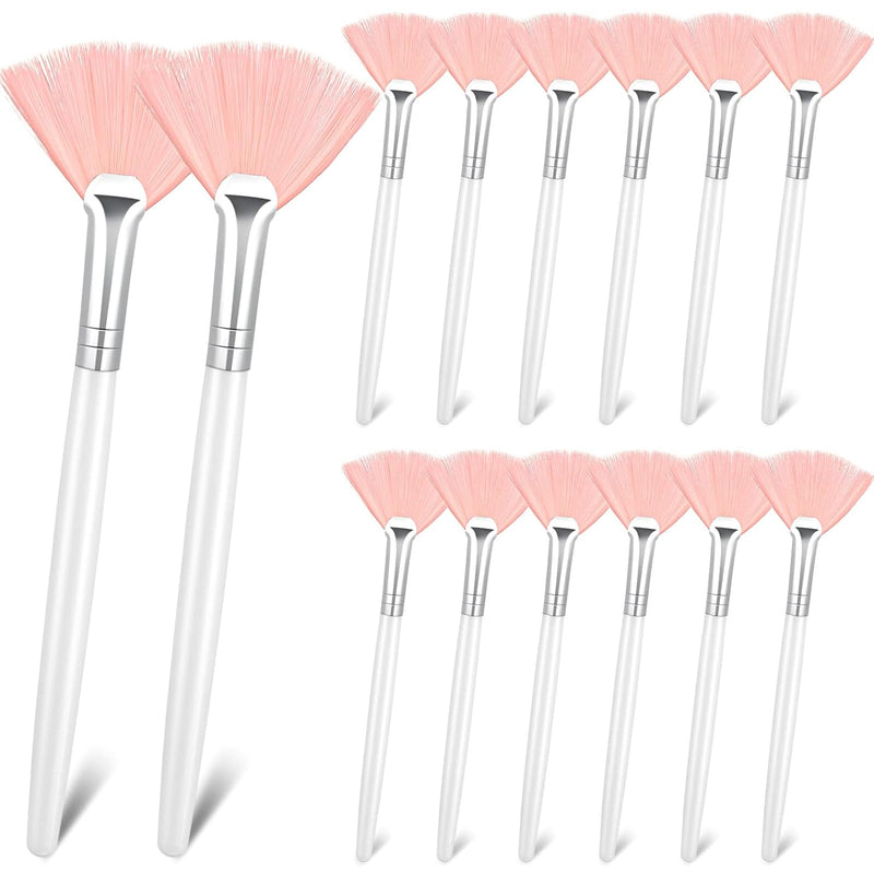 14 Pieces Fan Brushes Applicator, Mask Brushes for Facial Makeup Tools for Face Cosmetic(Brown)