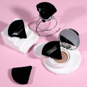 6 Pcs Powder Puff Face Soft Triangle Makeup Puff Velour Makeup Sponge Beauty Blender for Loose Powder (Black)