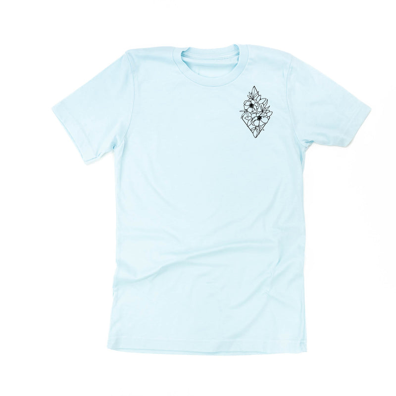 Flower Diamond (Pocket Front) w/ Actually Life is Beautiful and I Have Time (Back) - Unisex Tee