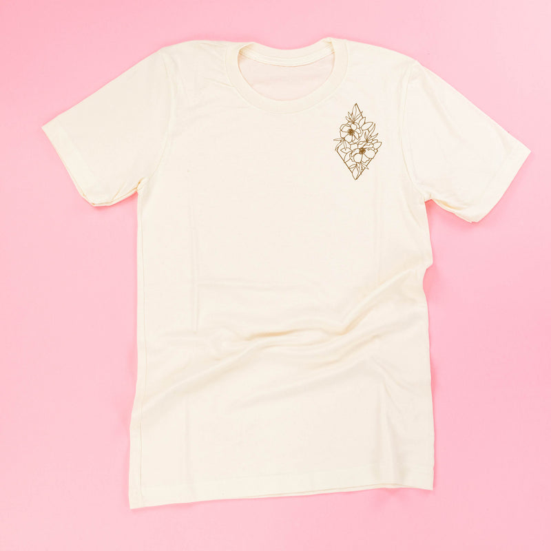 Flower Diamond (Pocket Front) w/ Actually Life is Beautiful and I Have Time (Back) - Unisex Tee