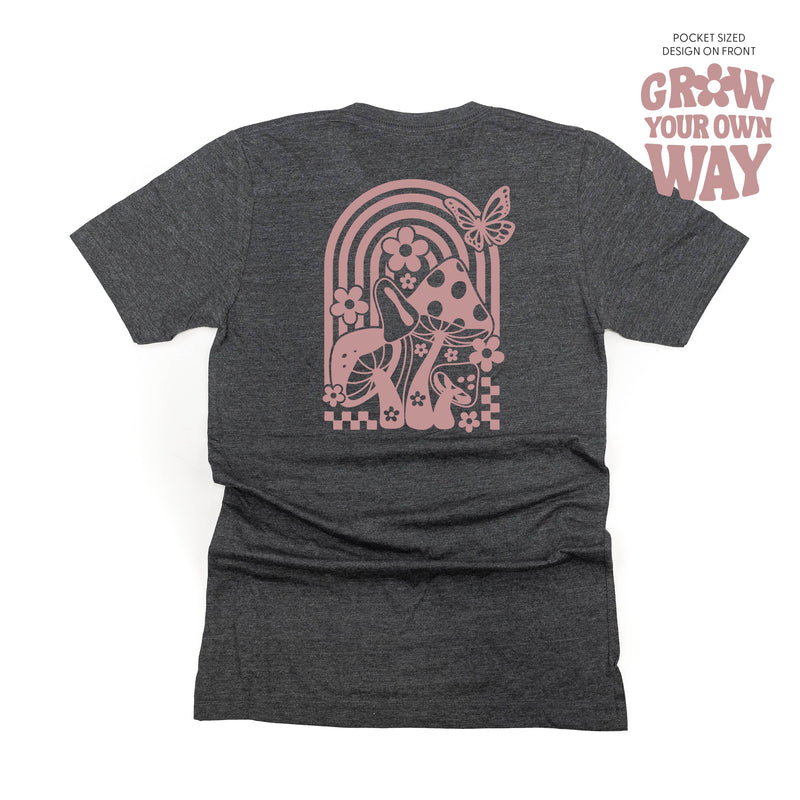 Grow Your Own Way (Pocket Front) w/ Mushrooms on Back - Unisex Tee