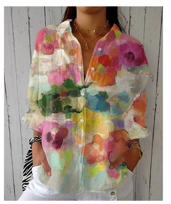 Women's European And American Fashionable Floral Pattern Printed 3D Shirt