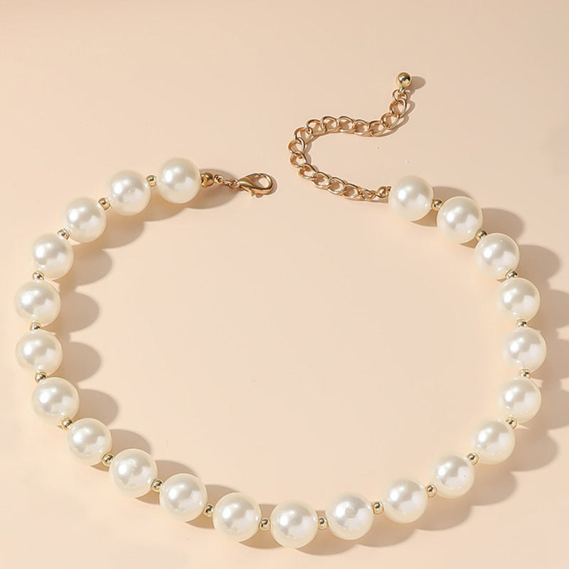 Faux Pearl Charm Pendant Necklace