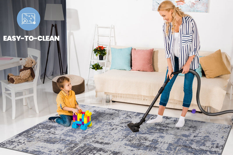 Payas - 6' X 9' Abstract Area Rug - Gray / Denim