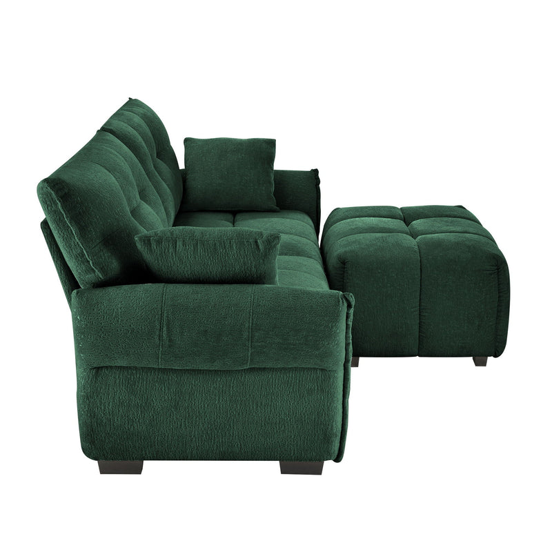 Sofa Set With Ottoman And Pillows, Textured, High Resilience Cushions