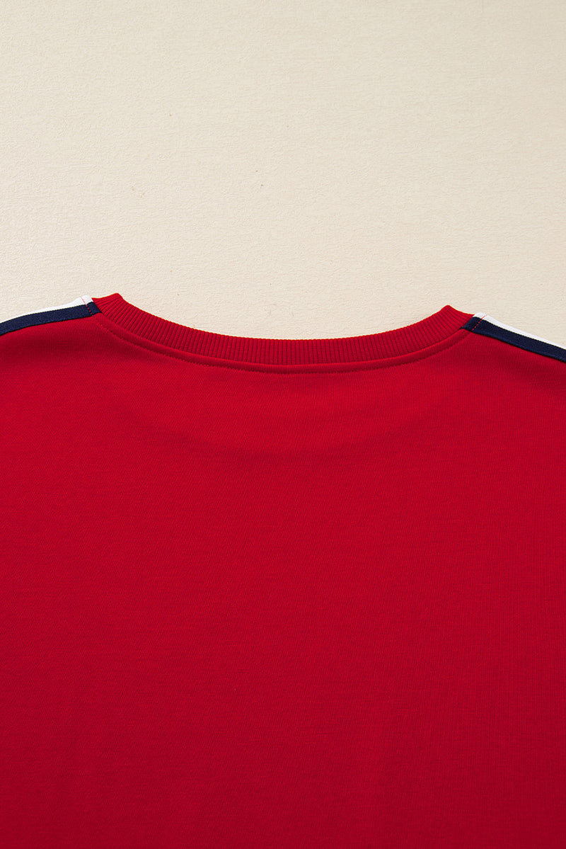 Seramya Striped Detail Varsity Sweatshirt