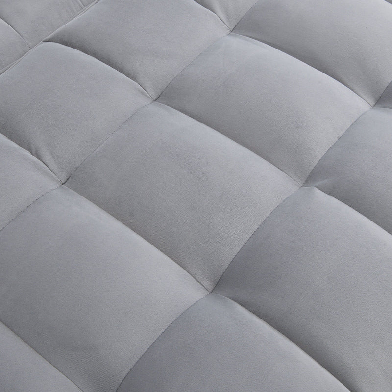 Modern Velvet Loveseat Futon Sofa Couch with Pullout Bed, Adjustable Backrest, Toss Pillows, Light Gray