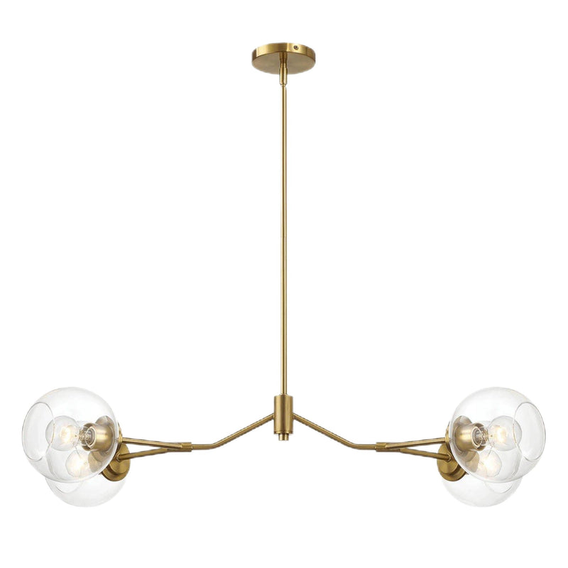 Jewel - 4 Lights Chandelier Ceiling Hanging Light Fixture - Clear / Gold