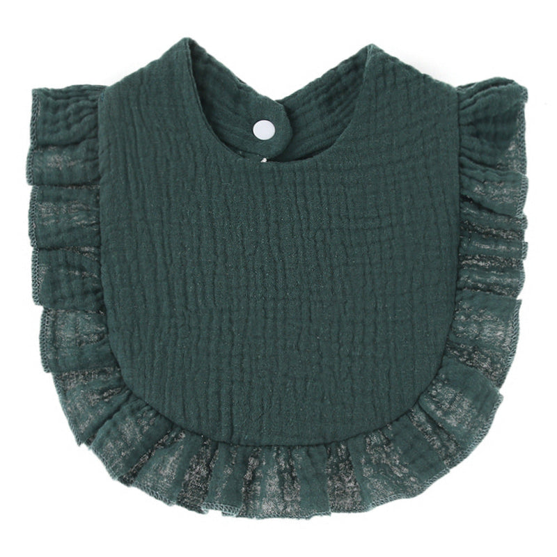 Ruffled Cotton Gauze Lace Bib Saliva Pocket