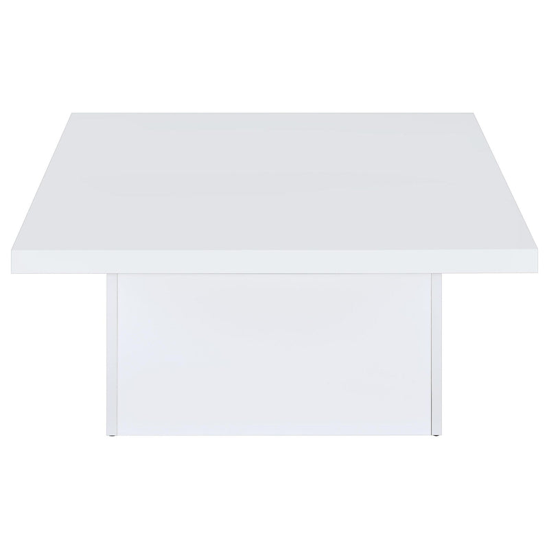 Devar Square Engineered Wood Coffee Table White High Gloss