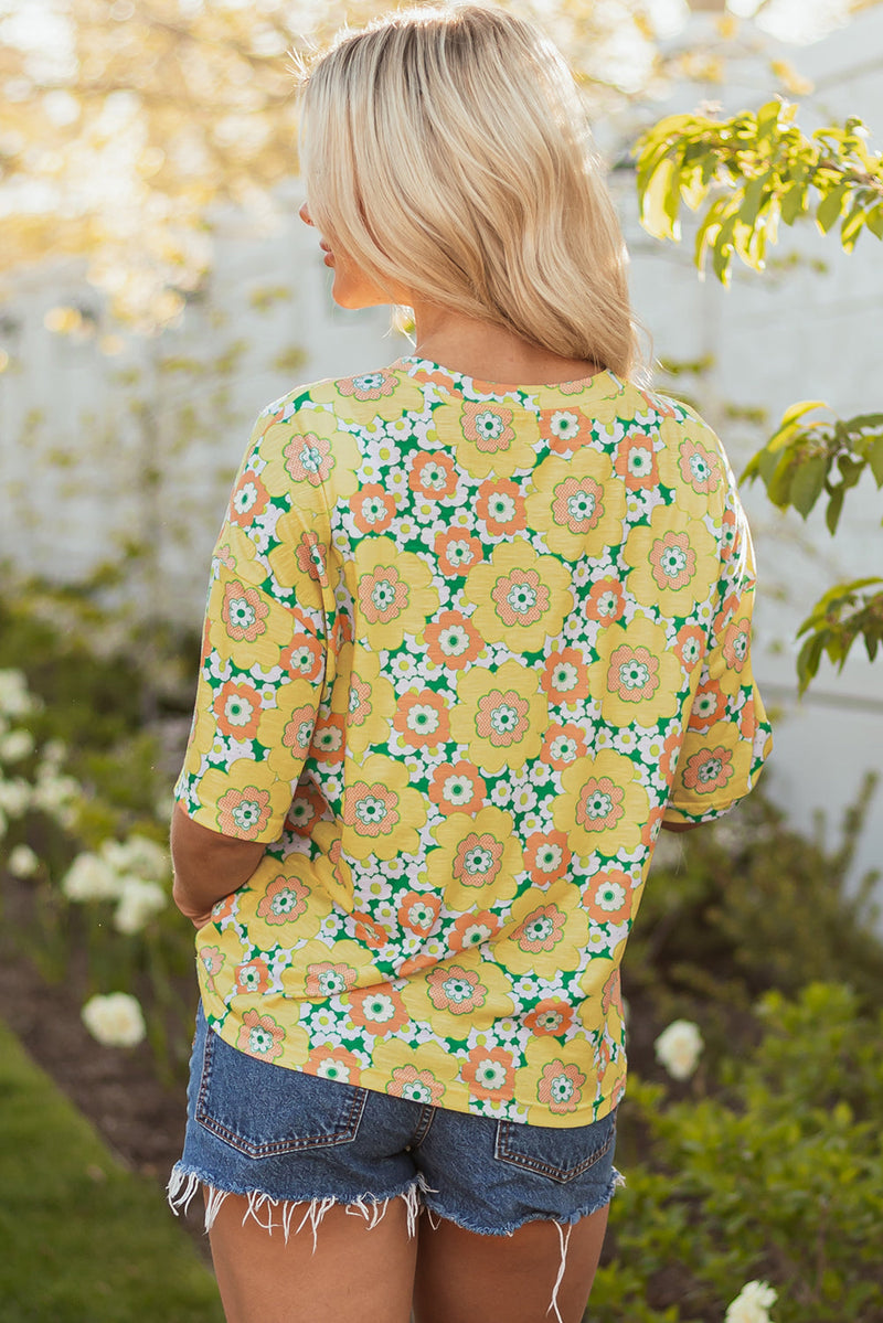 Elouise Flower Drop Shoulder Loose Top