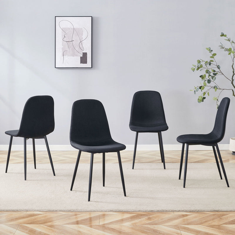 Modern Medieval Style Cushioned Side Chairs Set With Metal Legs For Kitchens