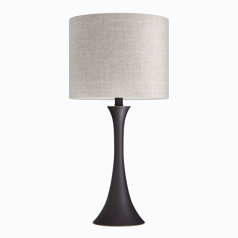 Lenuxe 24" Contemporary Metal Table Lamp Set in Oil Rubbed Bronze with Natural Linen Shade