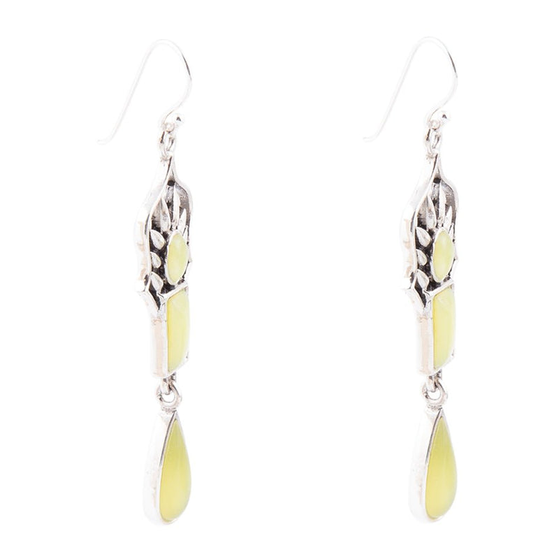 Albie Yellow Jade and Sterling Silver Drop Earrings