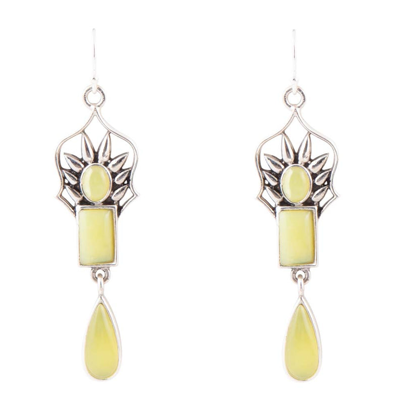 Albie Yellow Jade and Sterling Silver Drop Earrings