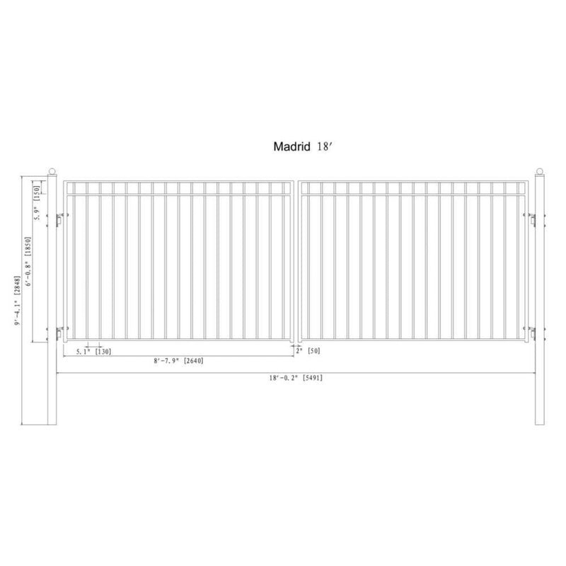 [12-18FT] Heavy-Duty Madrid-Style Premium Steel Dual-Swing Driveway Gate (SAK38546)