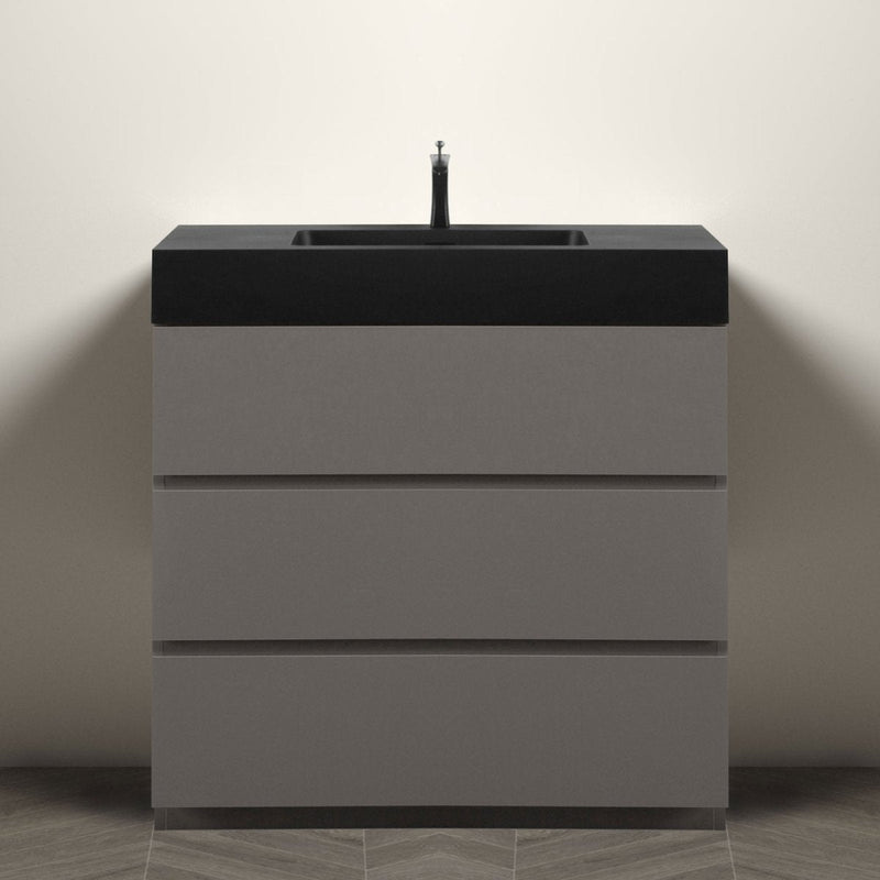 Nuvia 36 Inch Premium Modern Freestanding One-Piece Bathroom Vanity Set Without Drain And Faucet (SAK71364)