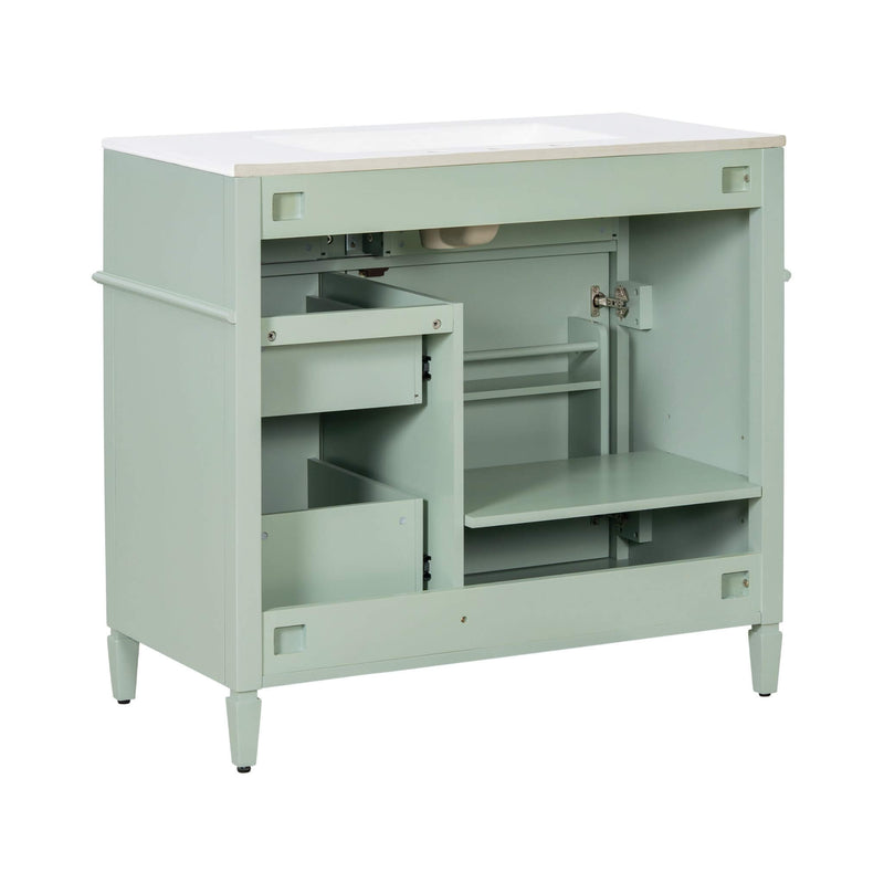 Alora 36-Inch Freestanding Bathroom Vanity With Ceramic Sink And Storage Cabinets [Faucet Not Included] (SAK86310)