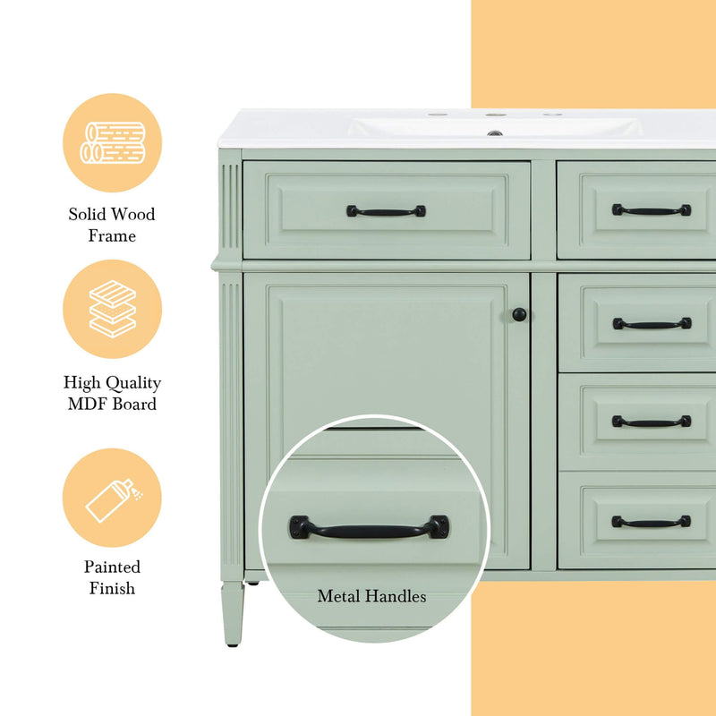 Alora 36-Inch Freestanding Bathroom Vanity With Ceramic Sink And Storage Cabinets [Faucet Not Included] (SAK86310)