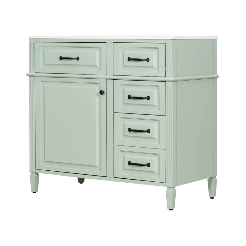 Alora 36-Inch Freestanding Bathroom Vanity With Ceramic Sink And Storage Cabinets [Faucet Not Included] (SAK86310)