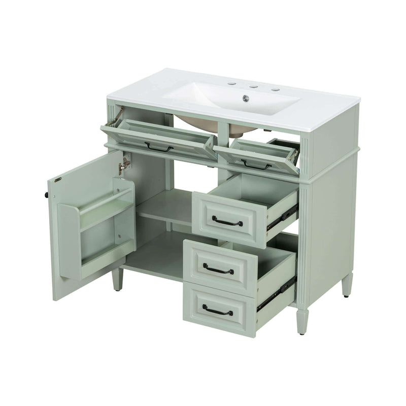 Alora 36-Inch Freestanding Bathroom Vanity With Ceramic Sink And Storage Cabinets [Faucet Not Included] (SAK86310)