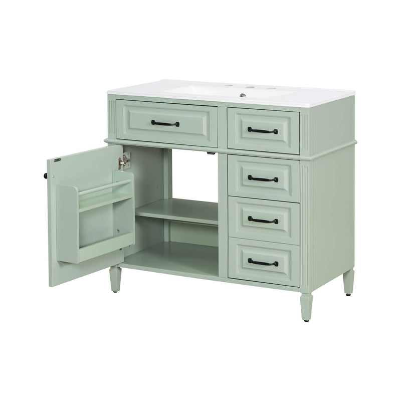 Alora 36-Inch Freestanding Bathroom Vanity With Ceramic Sink And Storage Cabinets [Faucet Not Included] (SAK86310)