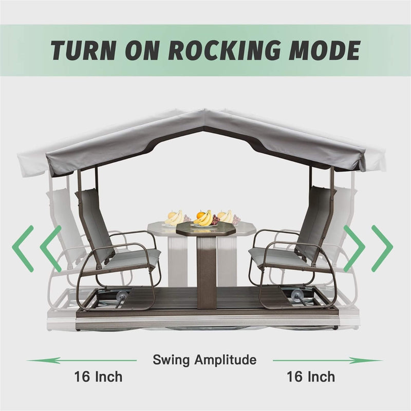 Alora 4-Seat Outdoor Aluminum Patio Swing Glider Bench With Canopy (SAK41726)