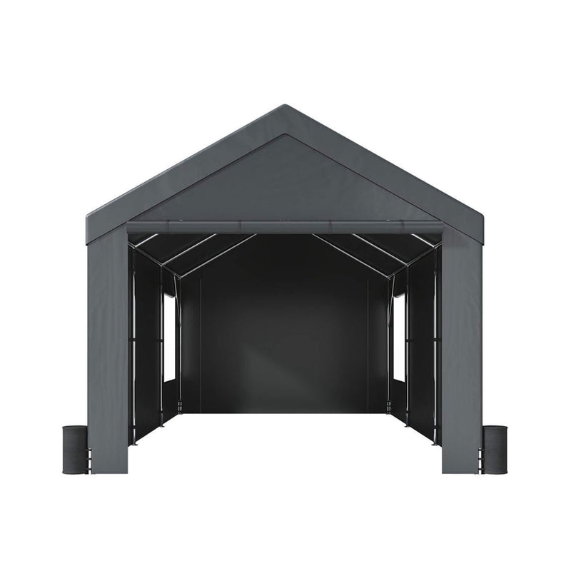 [12X20FT] Alora Heavy-Duty Outdoor Premium Garage Tarp Canopy Shelter W/ Removable Sidewalls (SAK94615)