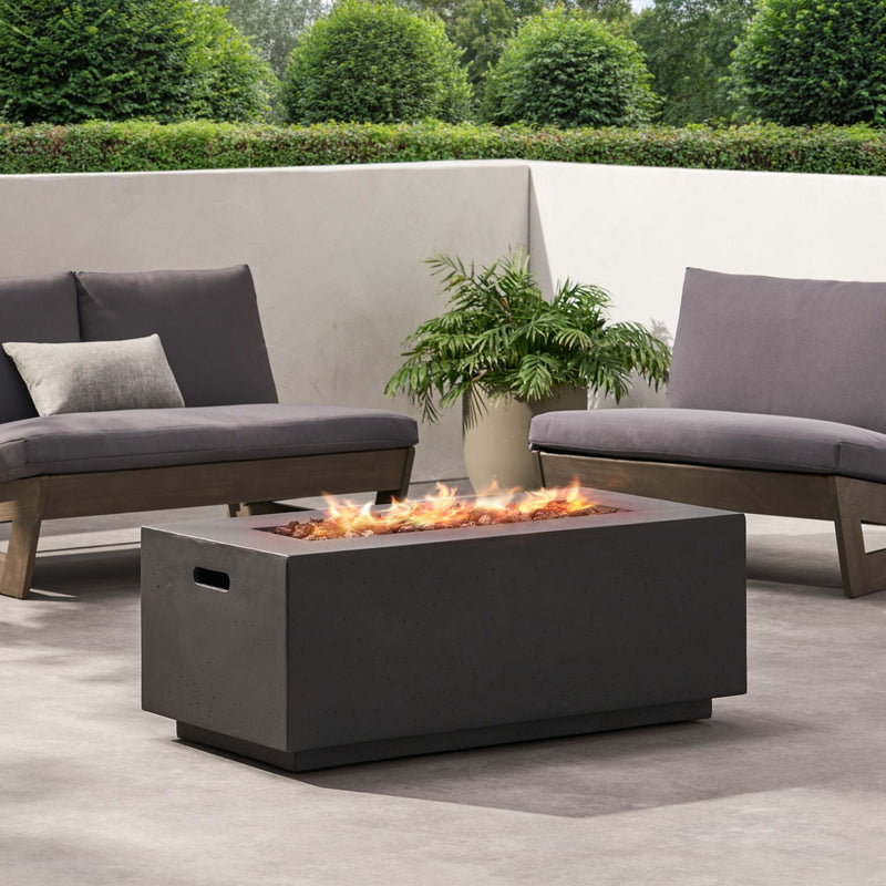 Alora Premium Outdoor Contemporary 40K BTU Rectangular Propane Gas Fire Pit Table (SAK96153)