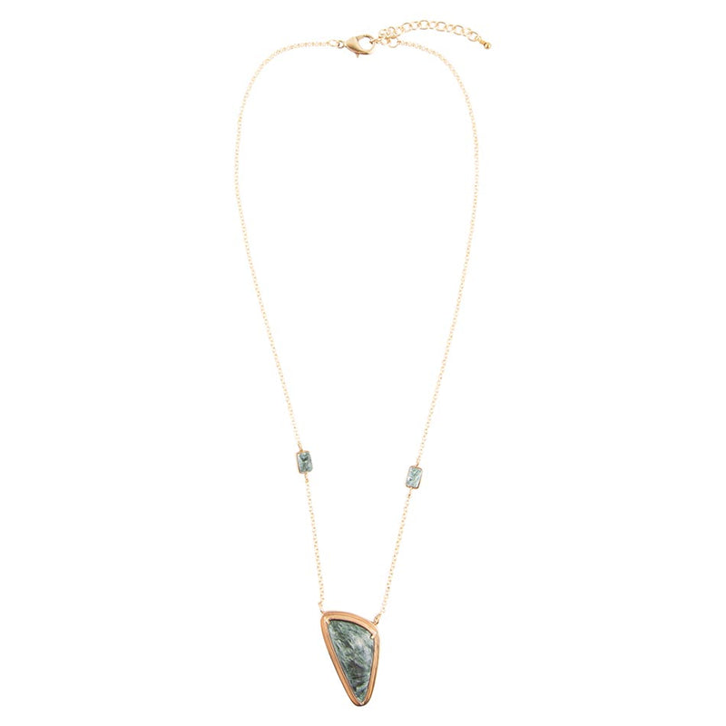 Alpine Green Seraphinite and Golden Necklace