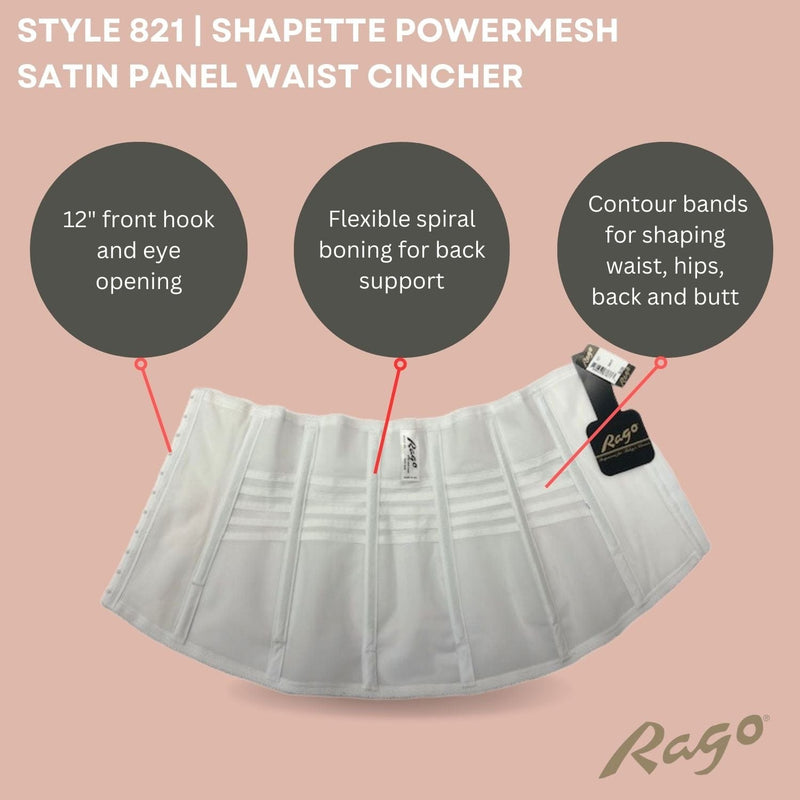 Style 821 | Shapette Powermesh Satin Panel Waist Cincher
