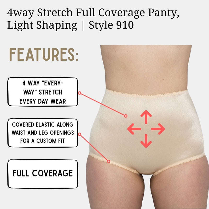 Style 910 | 4way Stretch Full Coverage Panty, Light Shaping