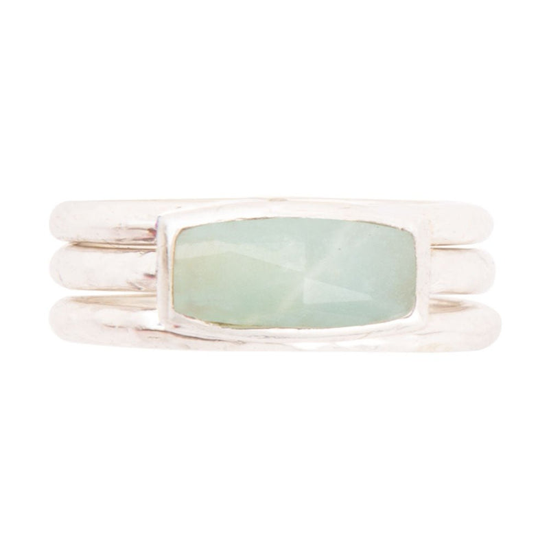 Blue Amazonite and Sterling Stacking Ring Set