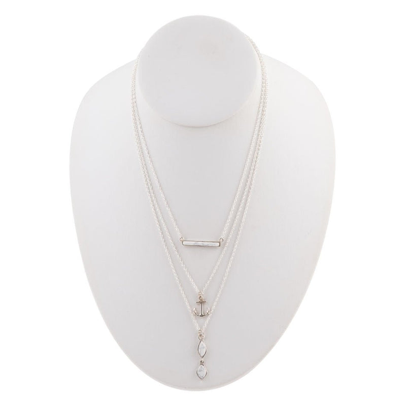 White Howlite and Sterling Silver Anchored To You Necklace