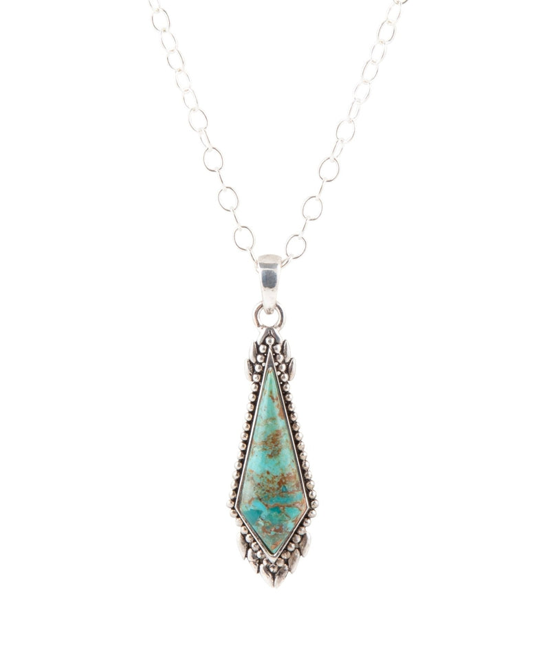 Anemone Long Diamond Turquoise and Sterling Silver Necklace