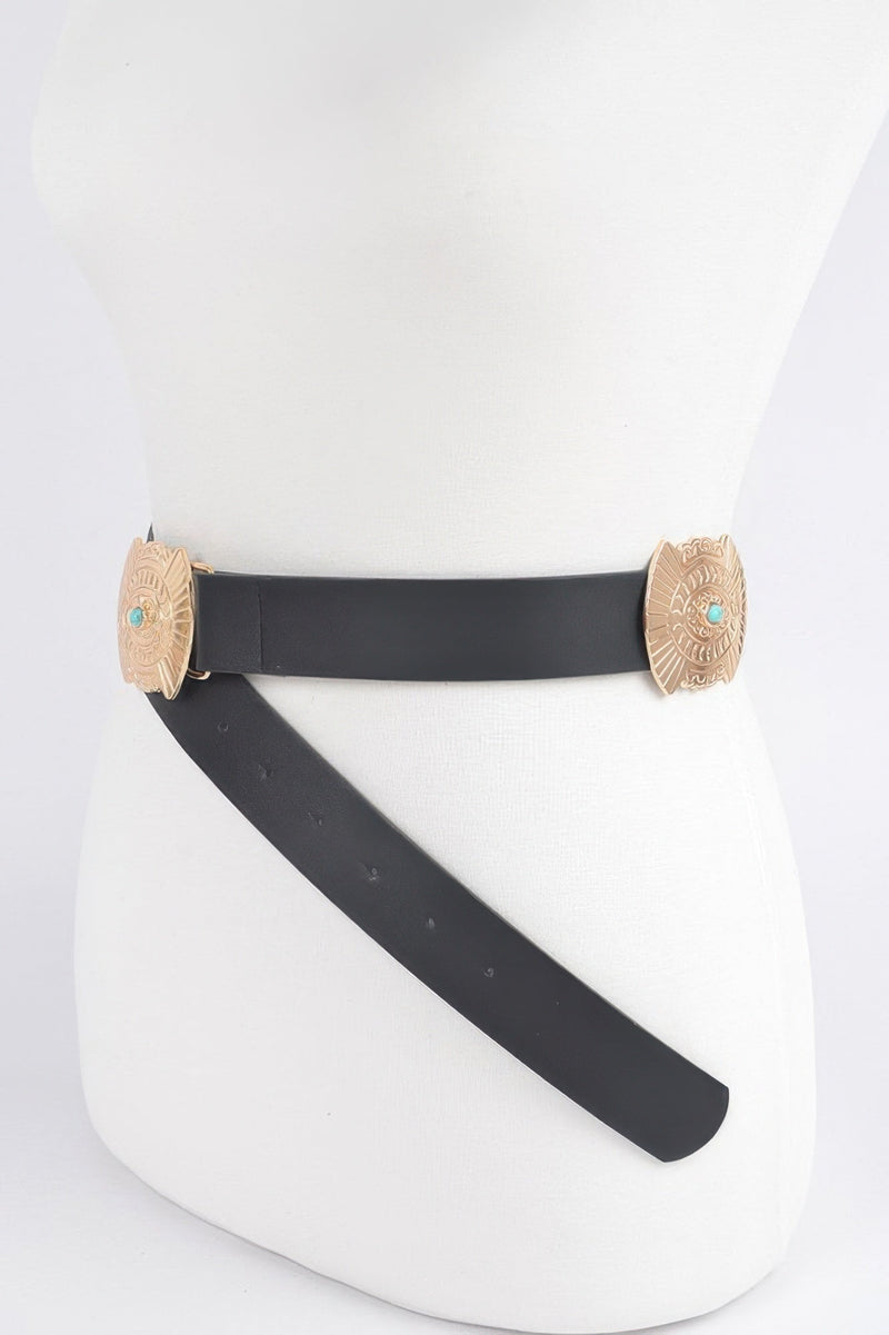 Western Style Belt With Turquoise