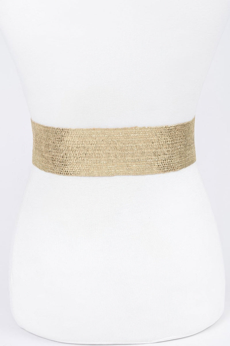 Wide Pearl Buckle Elastic Belt