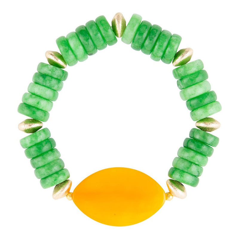 Apricot Green Agate Chunky Golden Bracelet