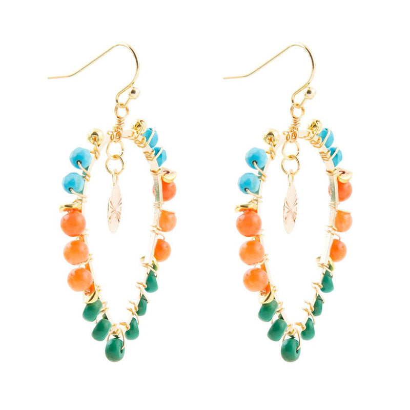 Apricot Teals Multicolor Golden Statement Earrings