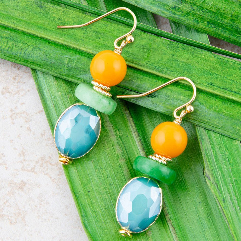 Apricot Colorful Golden Drop Earrings
