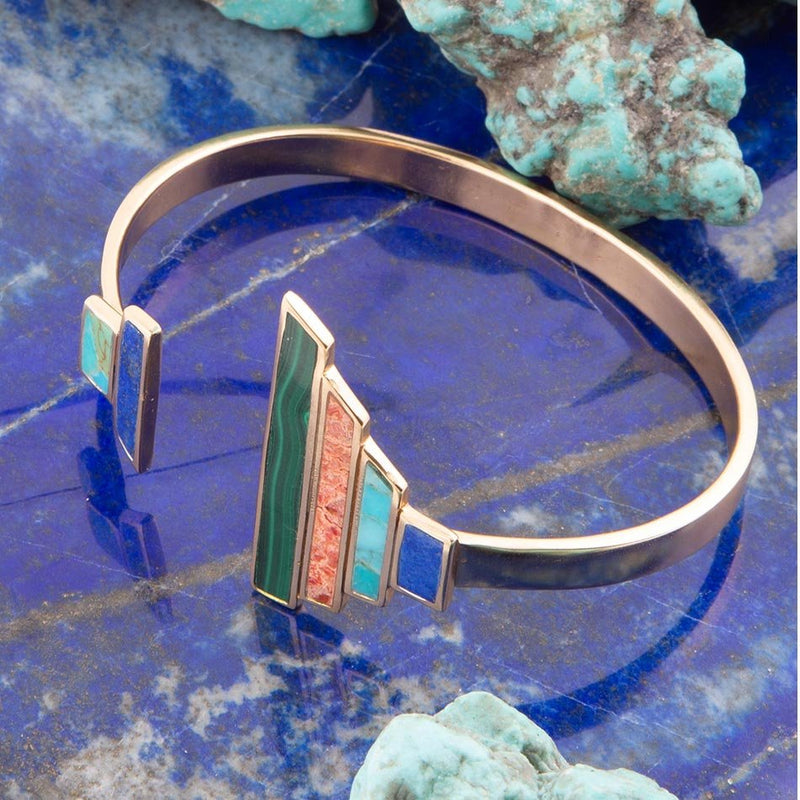 Art Deco Colorful Golden Statement Cuff