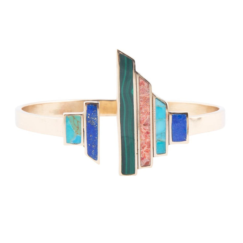 Art Deco Colorful Golden Statement Cuff