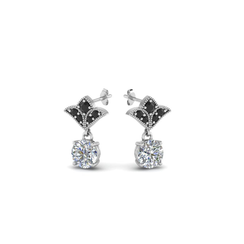 Art Deco Inspired Round Drop Earring Half Carat