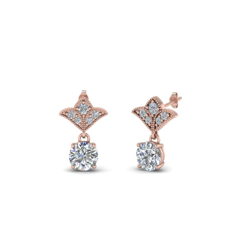 Art Deco Inspired Round Drop Earring Half Carat