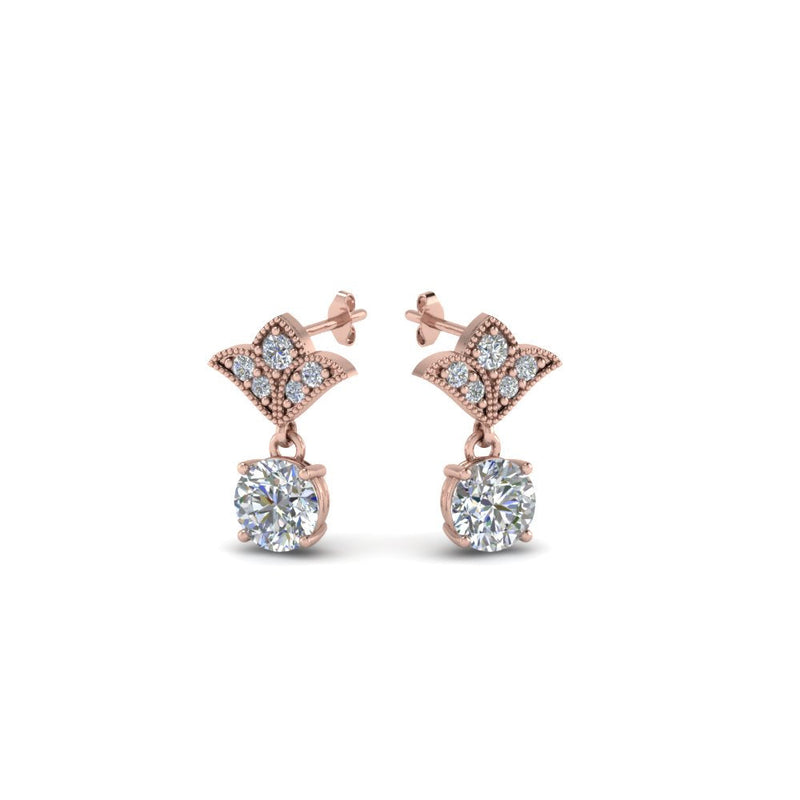 Art Deco Inspired Round Drop Earring Half Carat